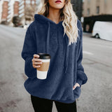 Winter Warm Casual Double Fuzzy 1/4 Zip Sweatshirt Faux Fleece Pocket Long Sleeve Oversize Sherpa Pullover Hoodies Coat Outwear