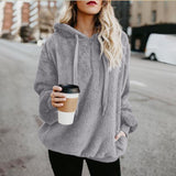 Winter Warm Casual Double Fuzzy 1/4 Zip Sweatshirt Faux Fleece Pocket Long Sleeve Oversize Sherpa Pullover Hoodies Coat Outwear