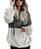 Winter Warm Casual Double Fuzzy 1/4 Zip Sweatshirt Faux Fleece Pocket Long Sleeve Oversize Sherpa Pullover Hoodies Coat Outwear