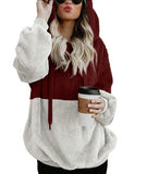 Winter Warm Casual Double Fuzzy 1/4 Zip Sweatshirt Faux Fleece Pocket Long Sleeve Oversize Sherpa Pullover Hoodies Coat Outwear