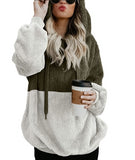 Winter Warm Casual Double Fuzzy 1/4 Zip Sweatshirt Faux Fleece Pocket Long Sleeve Oversize Sherpa Pullover Hoodies Coat Outwear