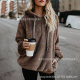 Winter Warm Casual Double Fuzzy 1/4 Zip Sweatshirt Faux Fleece Pocket Long Sleeve Oversize Sherpa Pullover Hoodies Coat Outwear