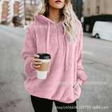 Winter Warm Casual Double Fuzzy 1/4 Zip Sweatshirt Faux Fleece Pocket Long Sleeve Oversize Sherpa Pullover Hoodies Coat Outwear