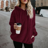 Winter Warm Casual Double Fuzzy 1/4 Zip Sweatshirt Faux Fleece Pocket Long Sleeve Oversize Sherpa Pullover Hoodies Coat Outwear