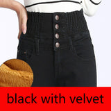 Womens Winter Jeans High Waist Skinny Pants Fleece Lined Elastic Waist Jeggings Casual Plus Size Jeans For Women Warm Jeans