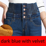 Womens Winter Jeans High Waist Skinny Pants Fleece Lined Elastic Waist Jeggings Casual Plus Size Jeans For Women Warm Jeans