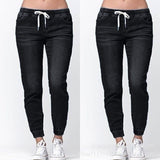 Women's Clothing Jeans Lace-up Washed Closing Foot Lantern Cowboy Pants Women's
