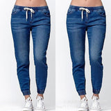Women's Clothing Jeans Lace-up Washed Closing Foot Lantern Cowboy Pants Women's