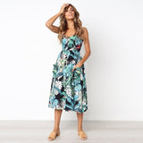 2019 Sexy Backless Floral Print Beach Summer Sexy Dress Casual Strap Button V Neck Red White Black Midi Dresses Sundress Female