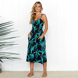 2019 Sexy Backless Floral Print Beach Summer Sexy Dress Casual Strap Button V Neck Red White Black Midi Dresses Sundress Female