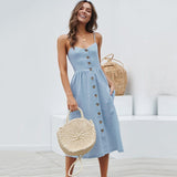 2019 Sexy Backless Floral Print Beach Summer Sexy Dress Casual Strap Button V Neck Red White Black Midi Dresses Sundress Female