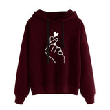 Oulylan Women Hoodies Casual Print Solid Loose Drawstring Sweatshirt Ladies Long Sleeve Hooded Autumn Female Pullover