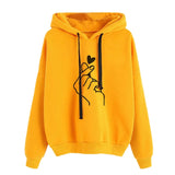 Oulylan Women Hoodies Casual Print Solid Loose Drawstring Sweatshirt Ladies Long Sleeve Hooded Autumn Female Pullover