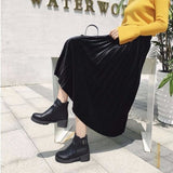 NEW Fashion Autumn Winter Pleated Skirt Womens Vintage High Waist Skirt Solid Long Skirts New Fashion Metallic Skirt Female #FRE