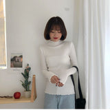 New Ruffled Turtleneck Sweater Women 2019 Autumn Winter Fashion Sweater High Elastic Slim Knit Pullover Female Jumper Pull Femme