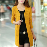 Women Solid Sweater Long Cardigan  Female Sweaters Free Shipping Fashion Summer Style Long Sleeve Thin Knitted Cardigan