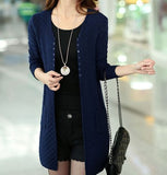 Women Solid Sweater Long Cardigan  Female Sweaters Free Shipping Fashion Summer Style Long Sleeve Thin Knitted Cardigan