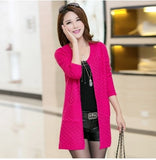 Women Solid Sweater Long Cardigan  Female Sweaters Free Shipping Fashion Summer Style Long Sleeve Thin Knitted Cardigan