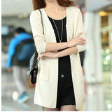 Women Solid Sweater Long Cardigan  Female Sweaters Free Shipping Fashion Summer Style Long Sleeve Thin Knitted Cardigan