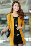 Women Solid Sweater Long Cardigan  Female Sweaters Free Shipping Fashion Summer Style Long Sleeve Thin Knitted Cardigan