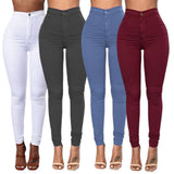 New Fashion Womens Ladies Pencil Stretch Casual Look Denim Skinny Pants High Waist Trousers