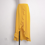 Style Maxi Solid Ruffles Long Skirts Women Summer 2020 Casual Skirts Fashion Waist Sexy Split Size Cool Loose Plus High New Skir