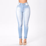 Women Grinding White Elastic Skinny Stretch Jeans Plus Size 3XL High Waist Jeans Washed Casual Denim Pencil Pants Women Jeans