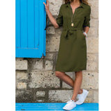 Women's Summer Half Sleeve Dress Casual Party Solid Color Beach Dress Button Pocket Top Women's Dress Retro Party Dresses