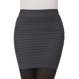 New Women Mini Pleated Elastic Short Skirt Pencil Skirt Bodycon Slim Skirt Seamless Tight Fitted Skirt